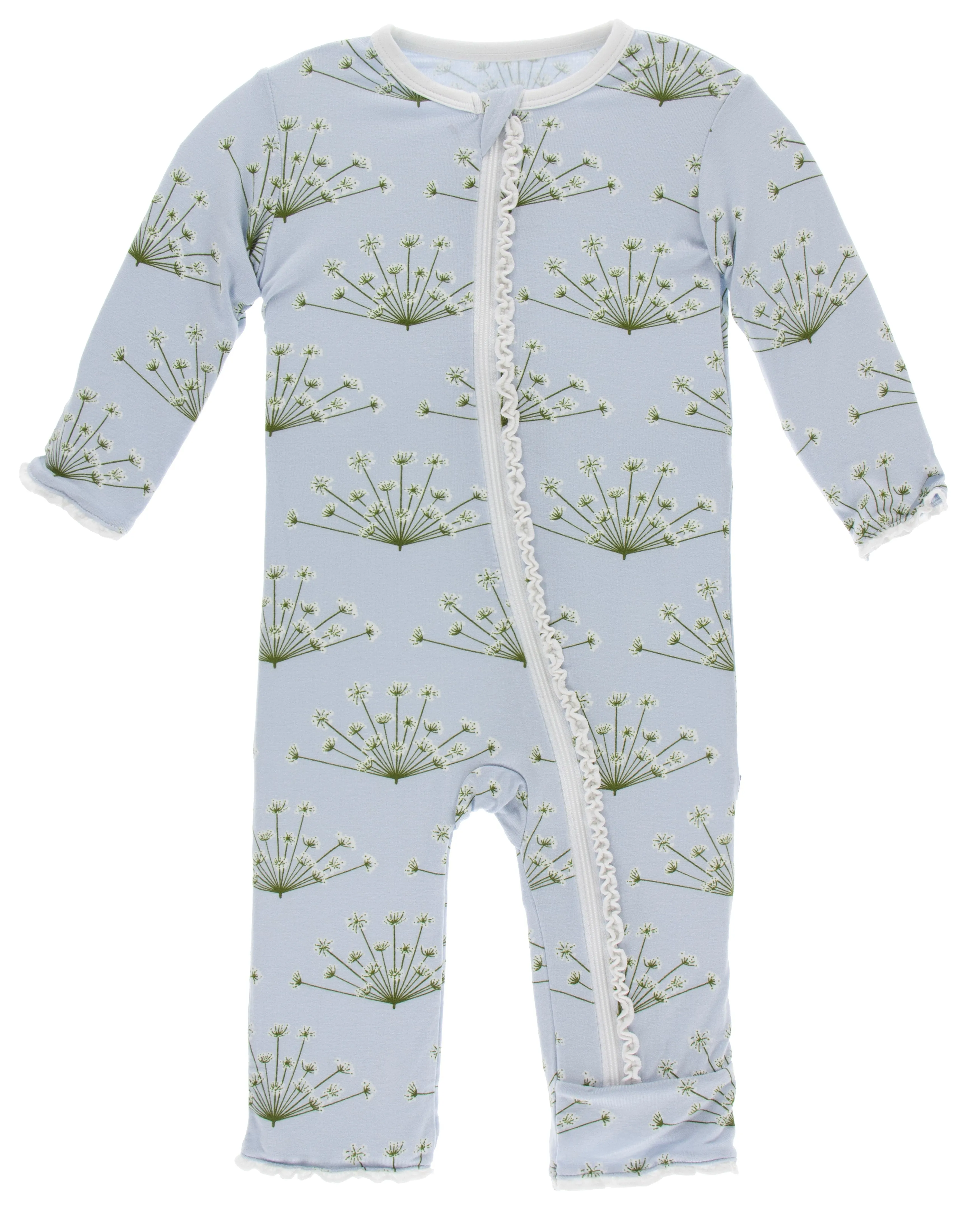 KicKee Pants Dew Dill Muffin Ruffle Coverall with Zipper