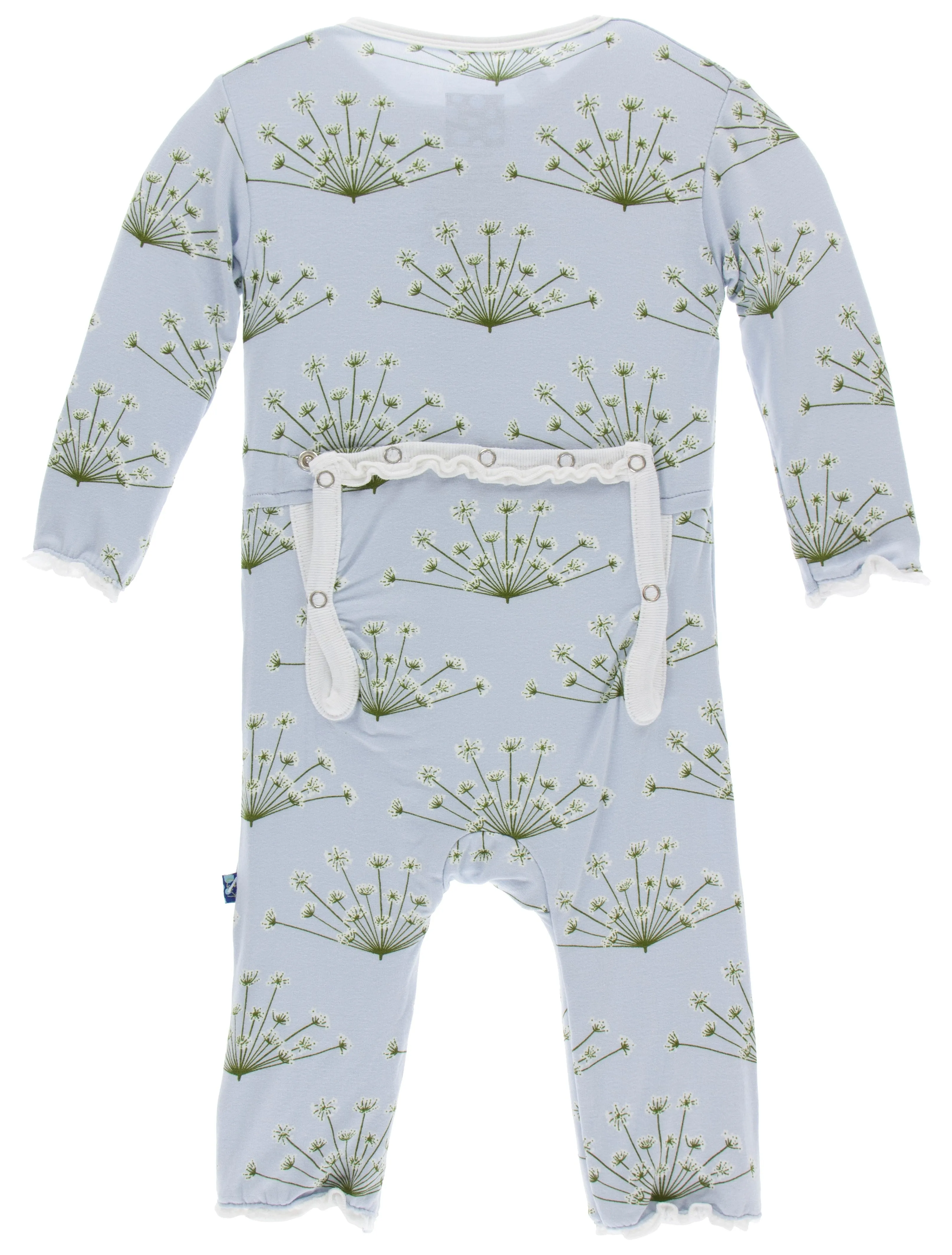KicKee Pants Dew Dill Muffin Ruffle Coverall with Zipper