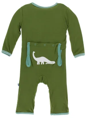 KicKee Pants Moss Sauropods Applique Coverall with Zipper