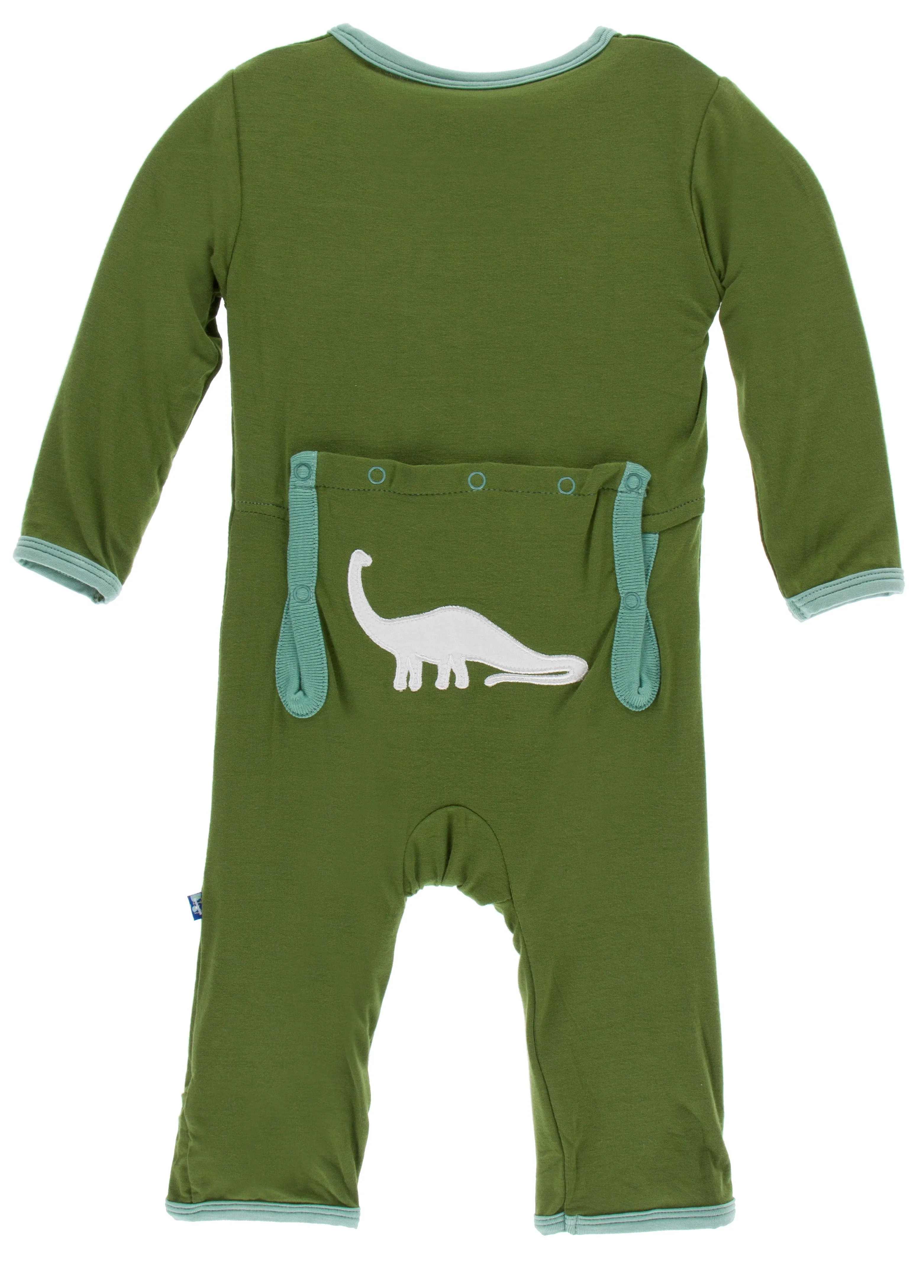 KicKee Pants Moss Sauropods Applique Coverall with Zipper