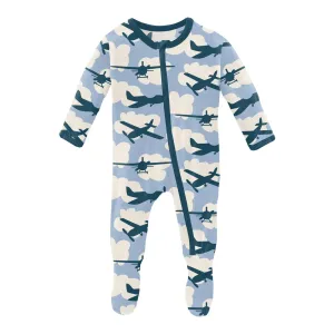 KicKee Pants Pond Airplanes Footie with Zipper