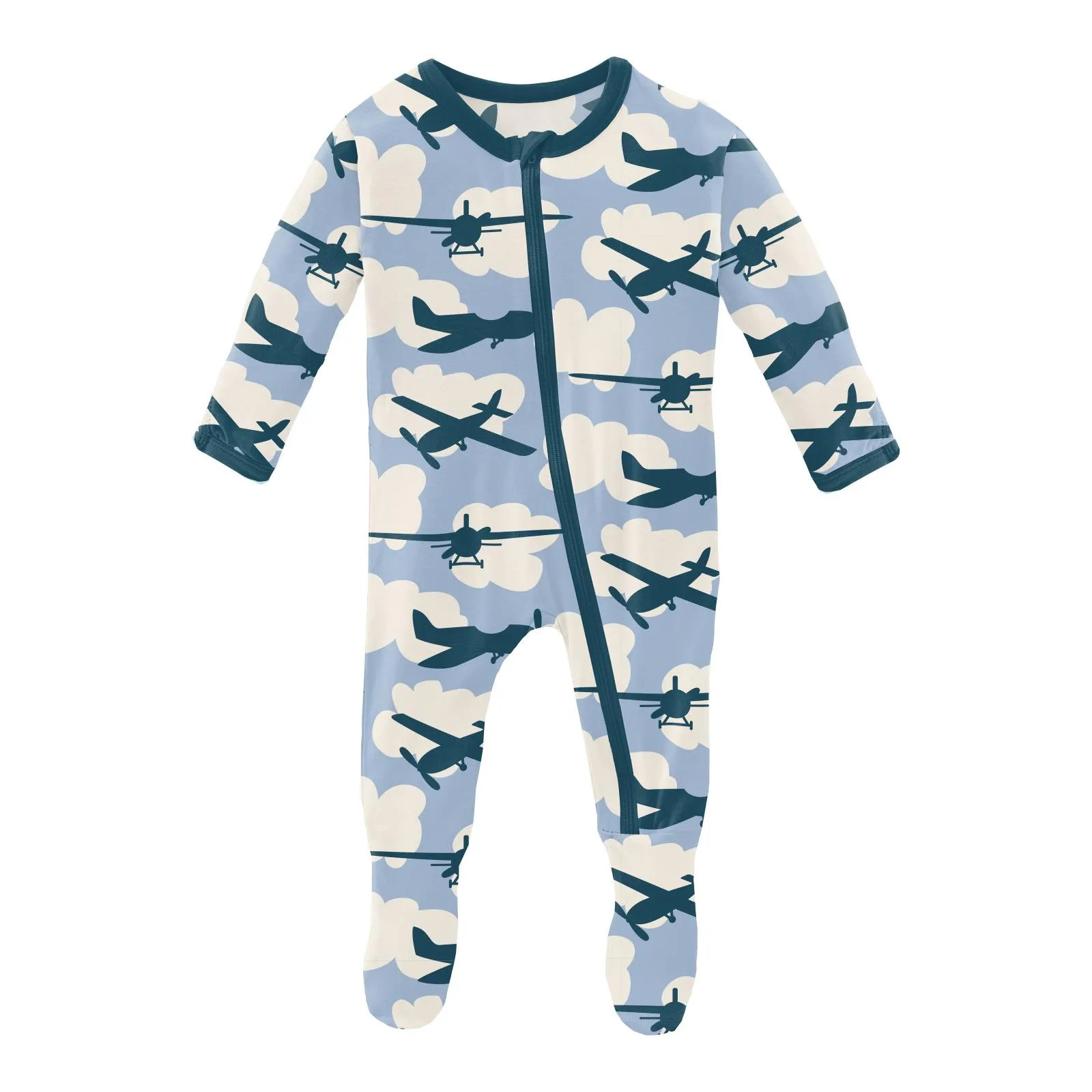 KicKee Pants Pond Airplanes Footie with Zipper