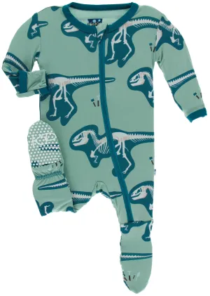 KicKee Pants Shore T-Rex Dig Footie with Zipper