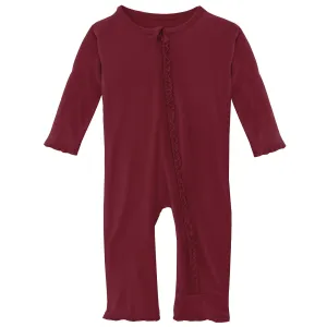 KicKee Pants Solid Wild Strawberry Muffin Ruffle Coverall with Zipper