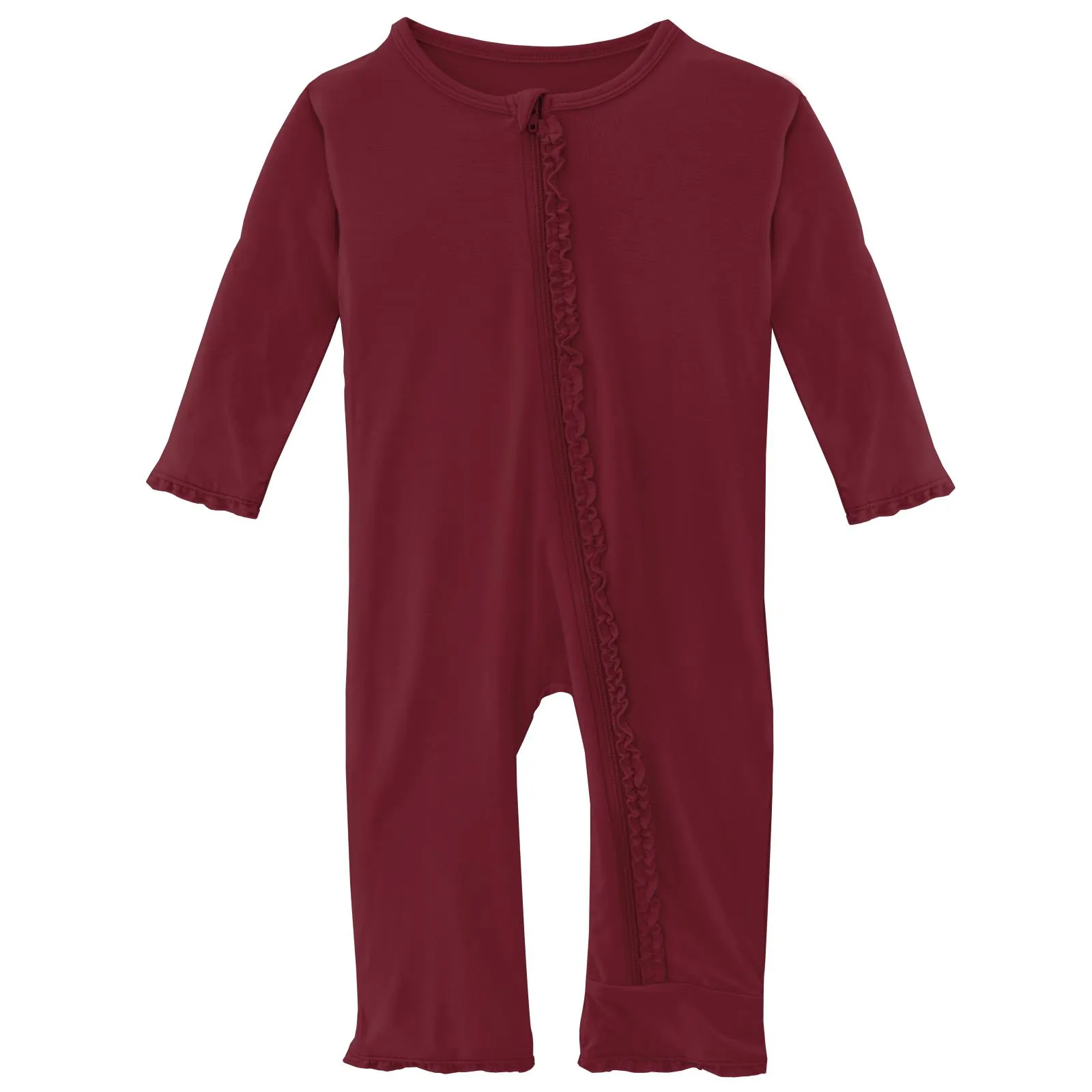 KicKee Pants Solid Wild Strawberry Muffin Ruffle Coverall with Zipper