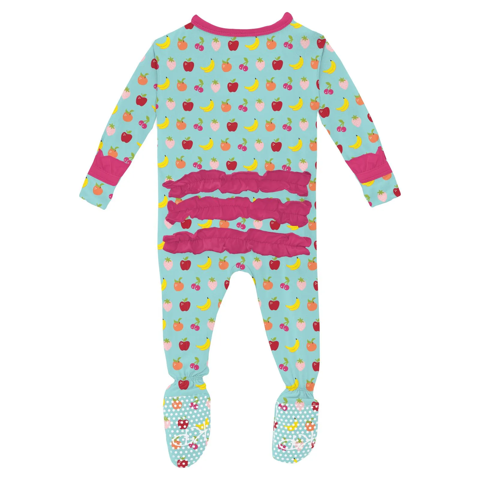 KicKee Pants Summer Sky Mini Fruit Classic Ruffle Footie with 2 Way Zipper