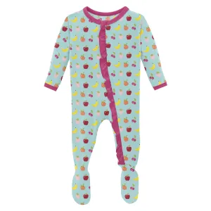 KicKee Pants Summer Sky Mini Fruit Classic Ruffle Footie with 2 Way Zipper