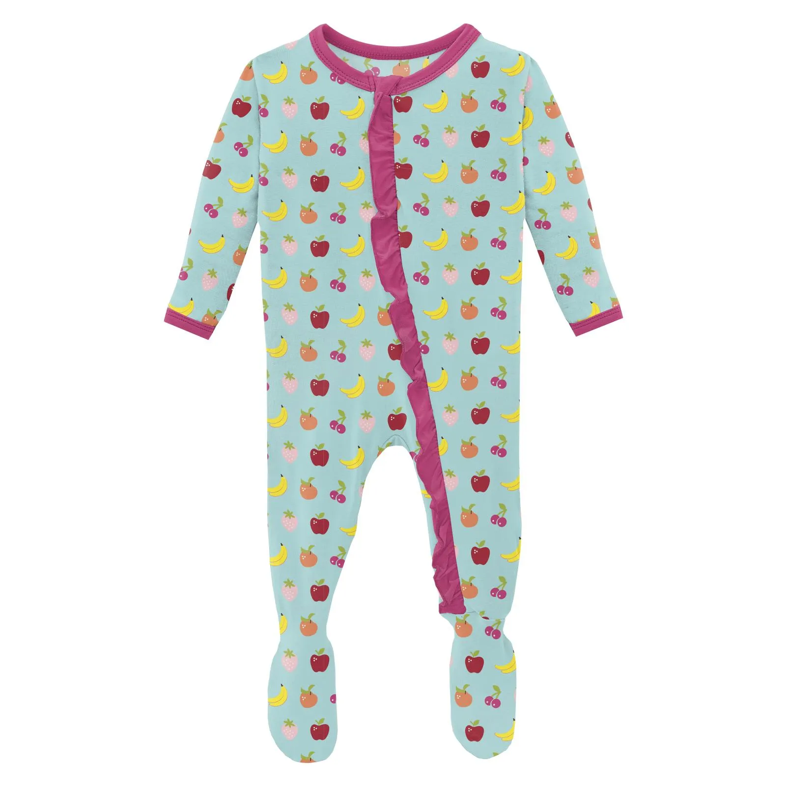 KicKee Pants Summer Sky Mini Fruit Classic Ruffle Footie with 2 Way Zipper
