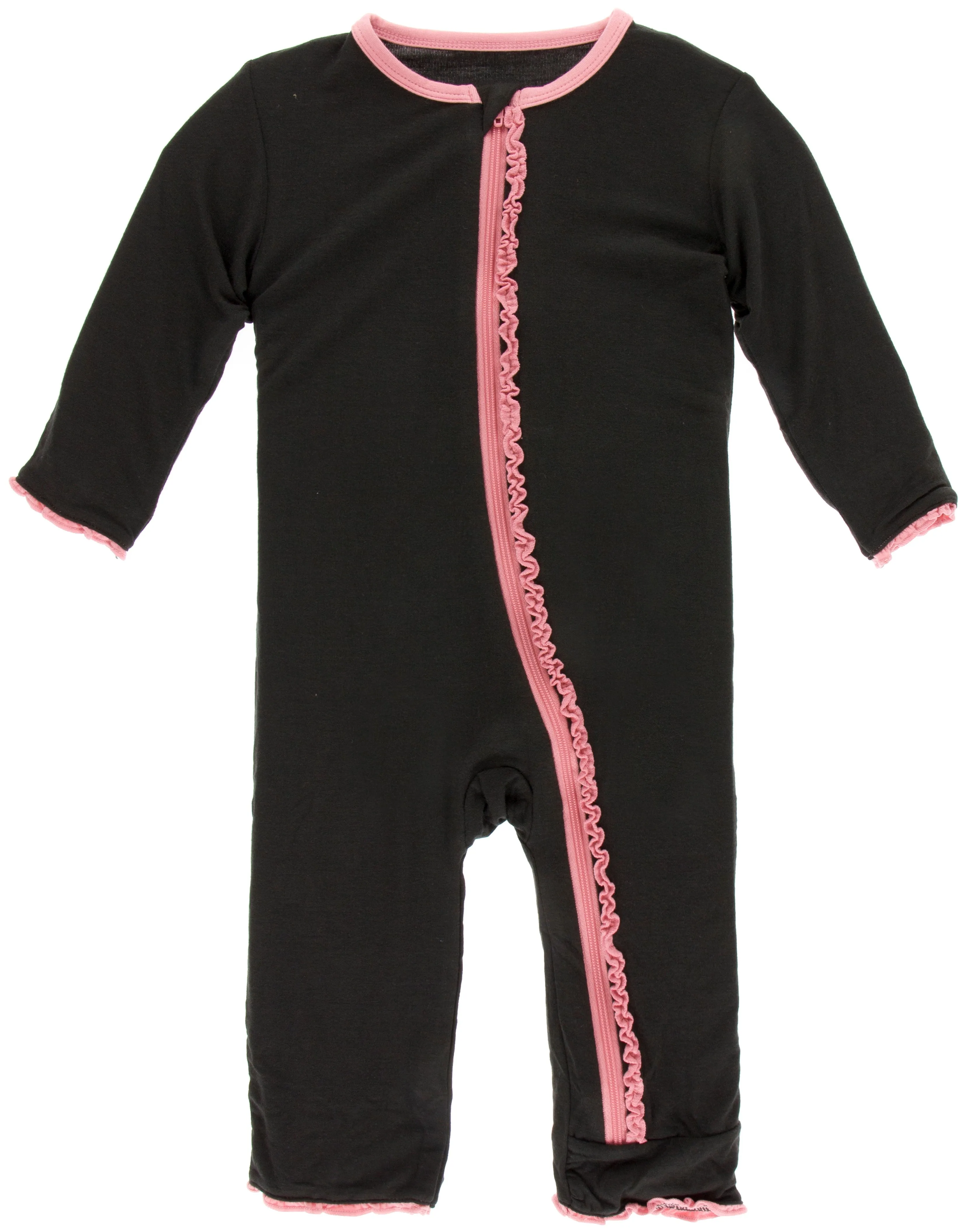 KicKee Pants Zebra w/Strawberry Muffin Ruffle Coverall with Zipper