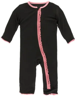 KicKee Pants Zebra w/Strawberry Muffin Ruffle Coverall with Zipper