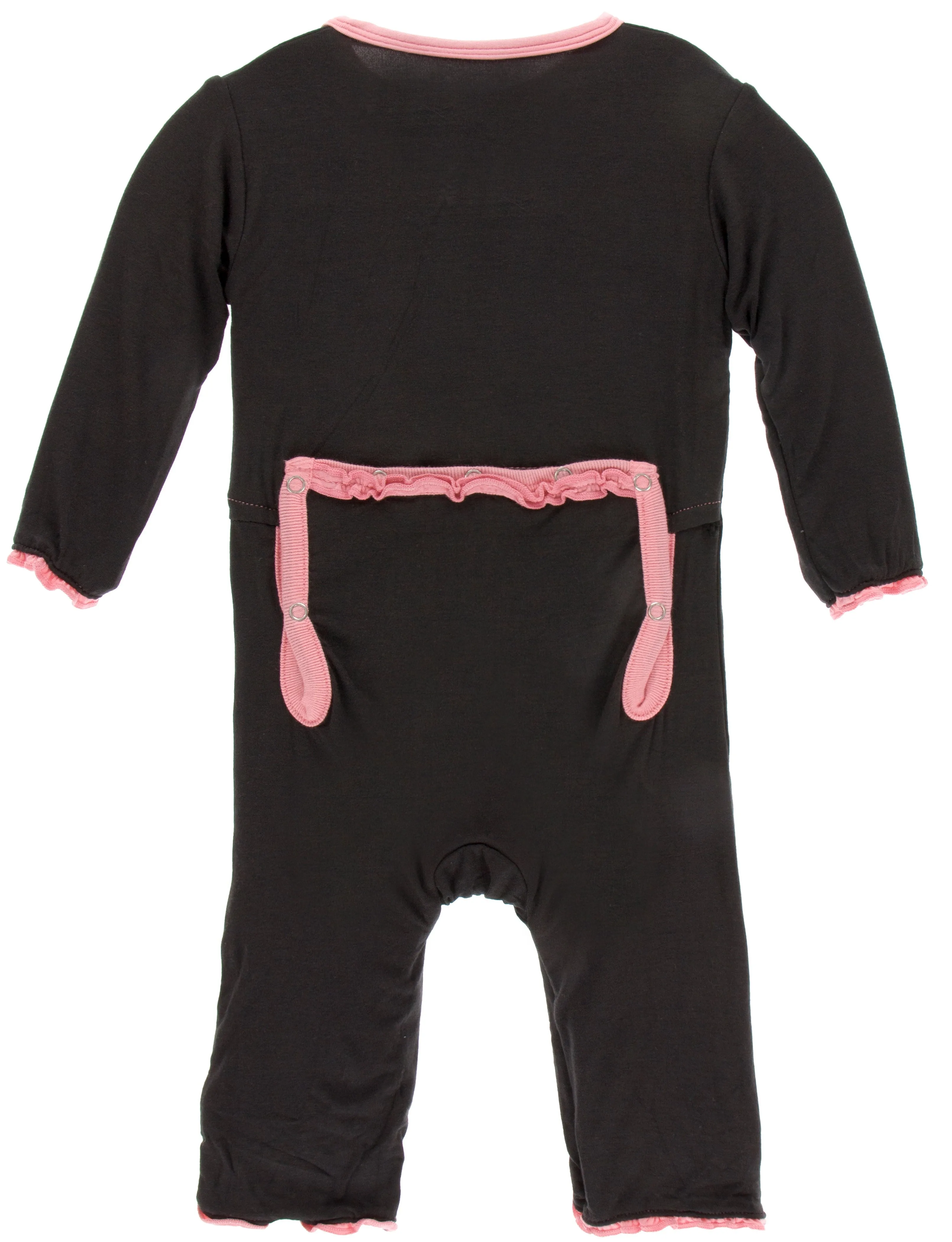 KicKee Pants Zebra w/Strawberry Muffin Ruffle Coverall with Zipper