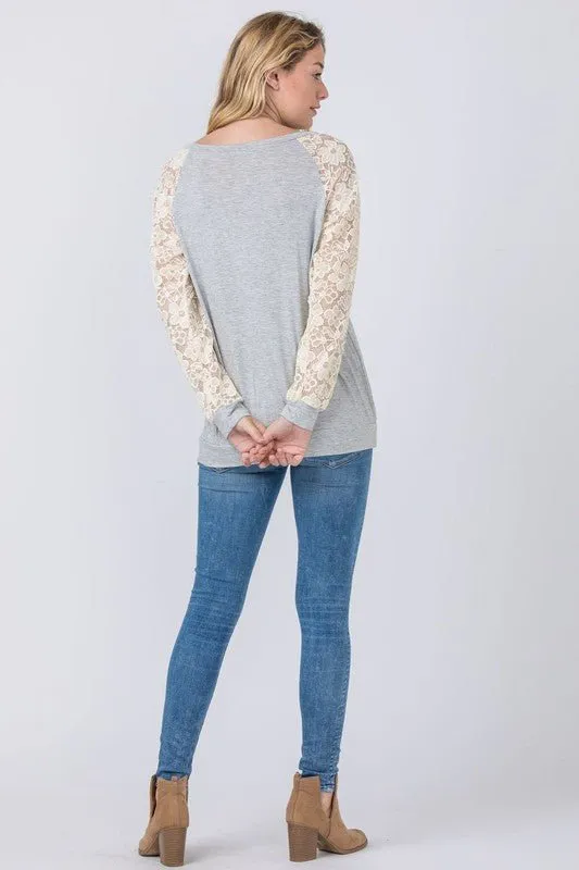 Lace Sleeve Raglan Tunic