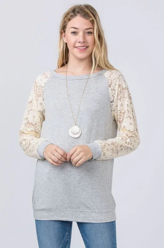 Lace Sleeve Raglan Tunic