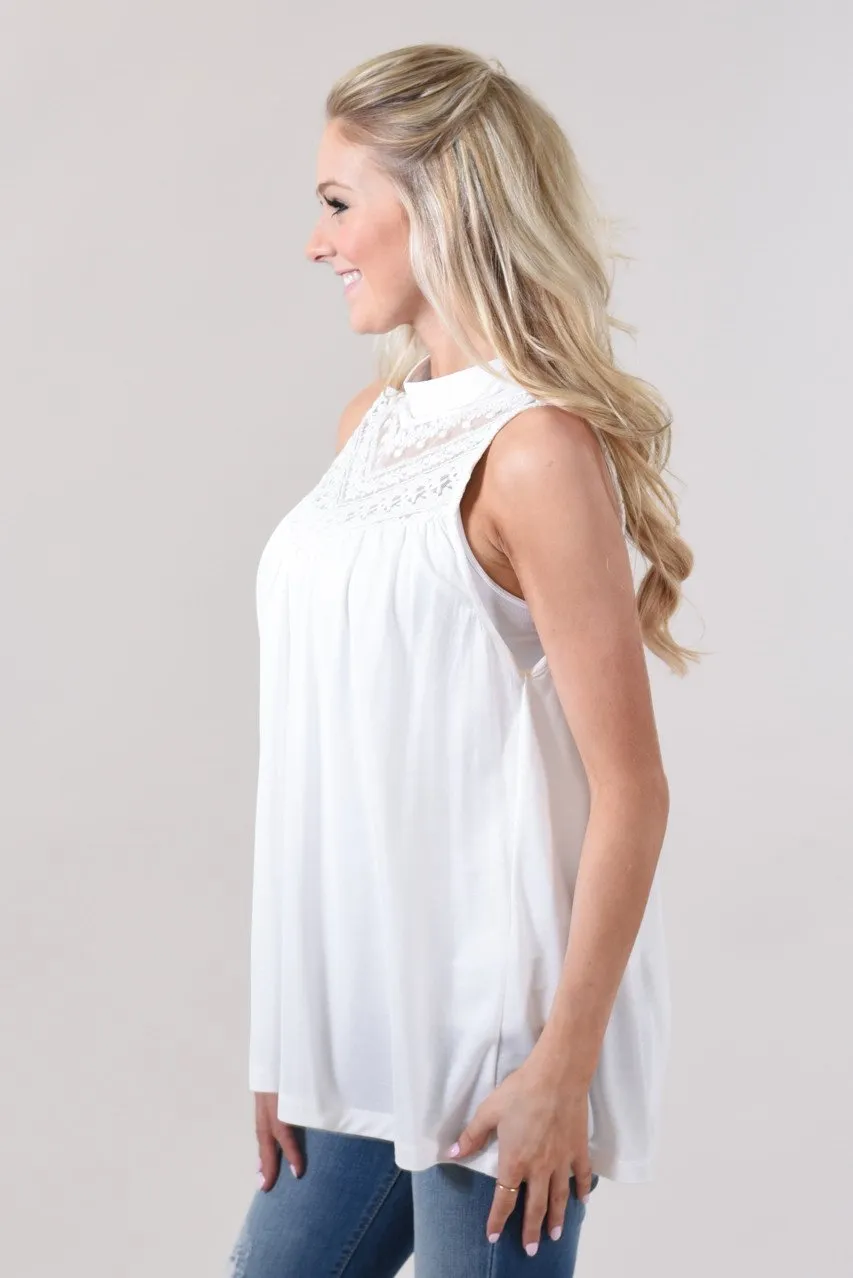 Lace Tank Top ~ Ivory