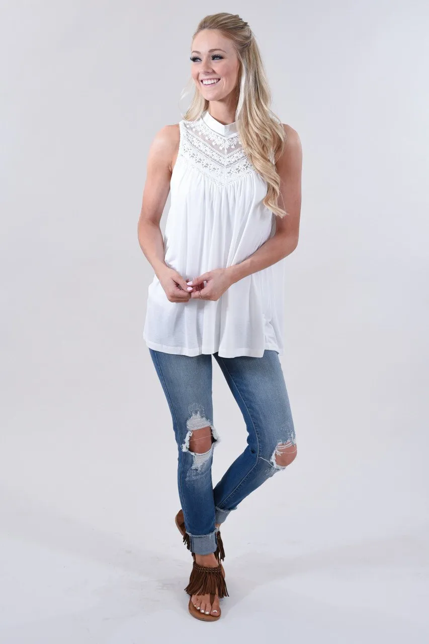 Lace Tank Top ~ Ivory