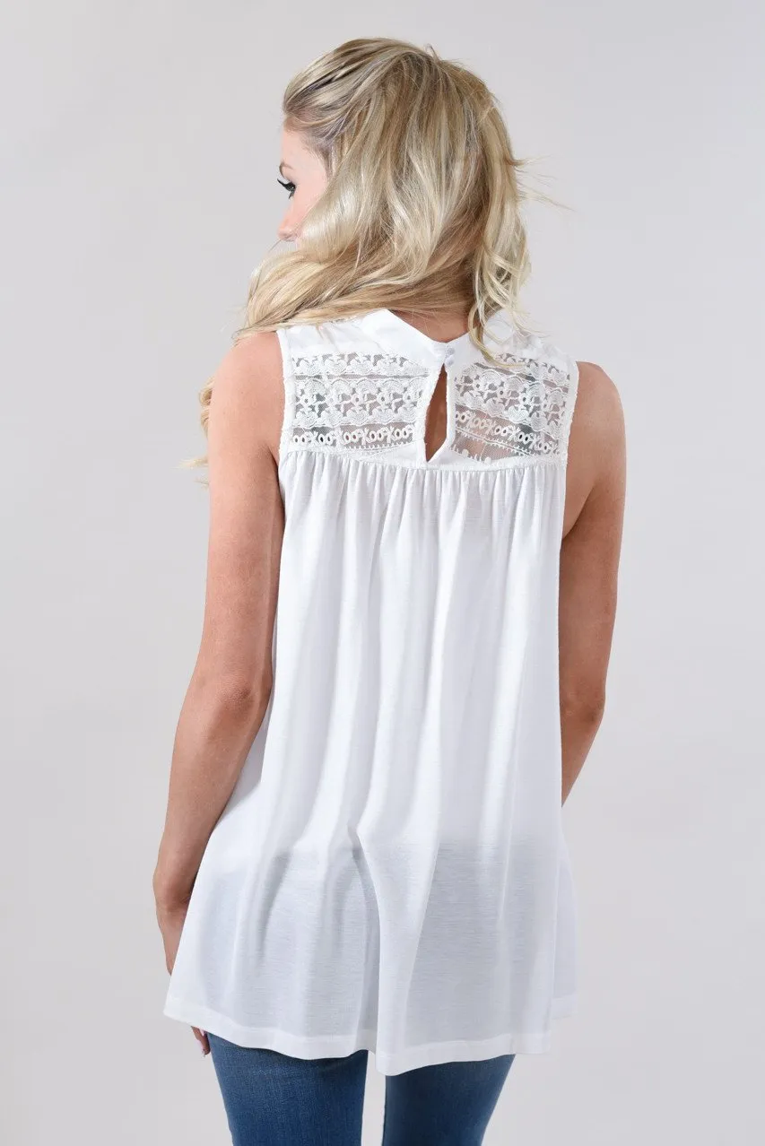 Lace Tank Top ~ Ivory
