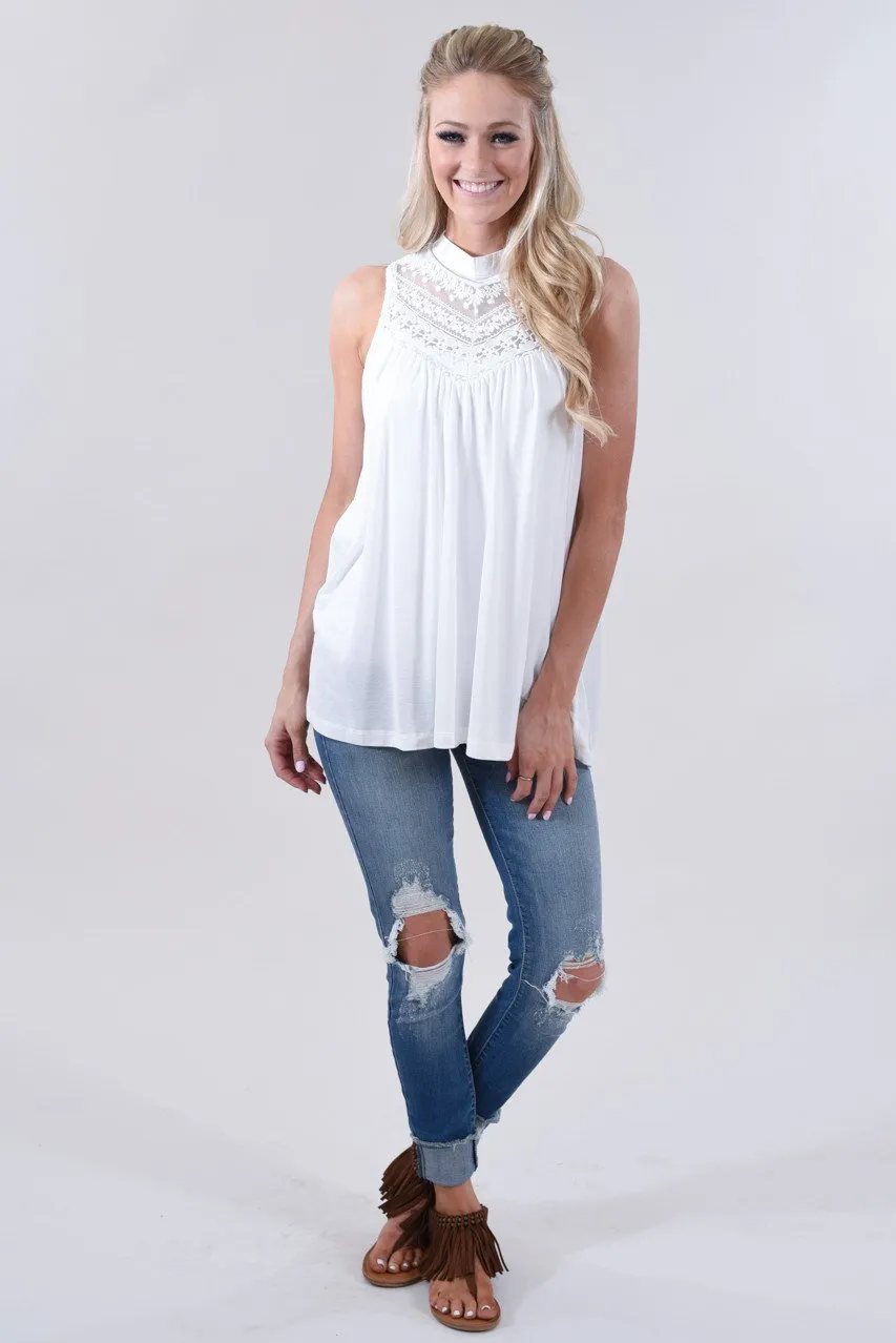 Lace Tank Top ~ Ivory