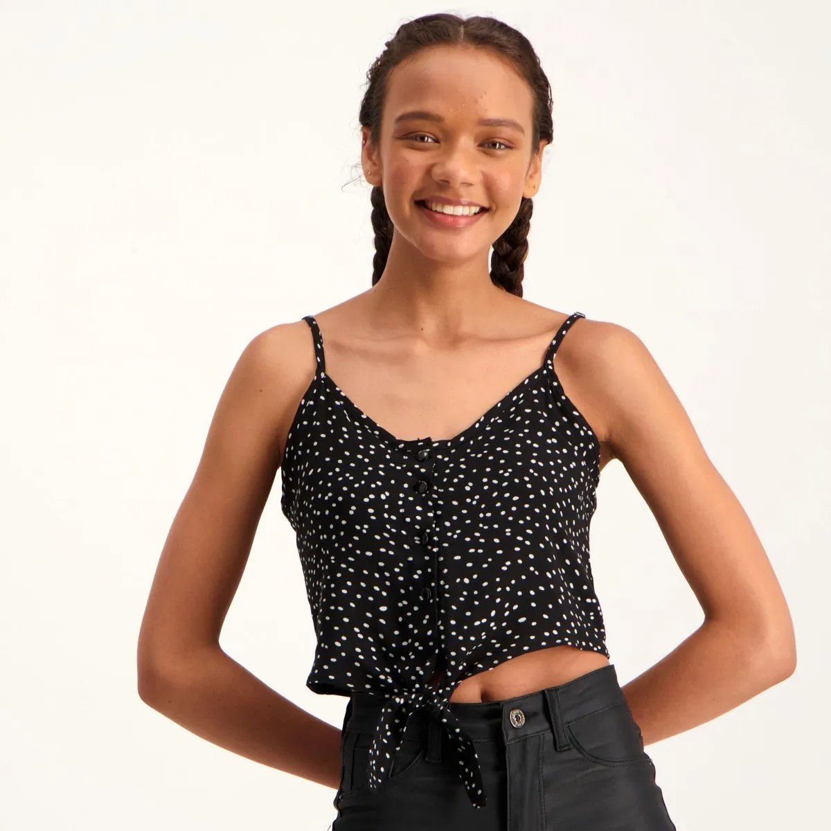 Ladies Button Up Front Spot Top