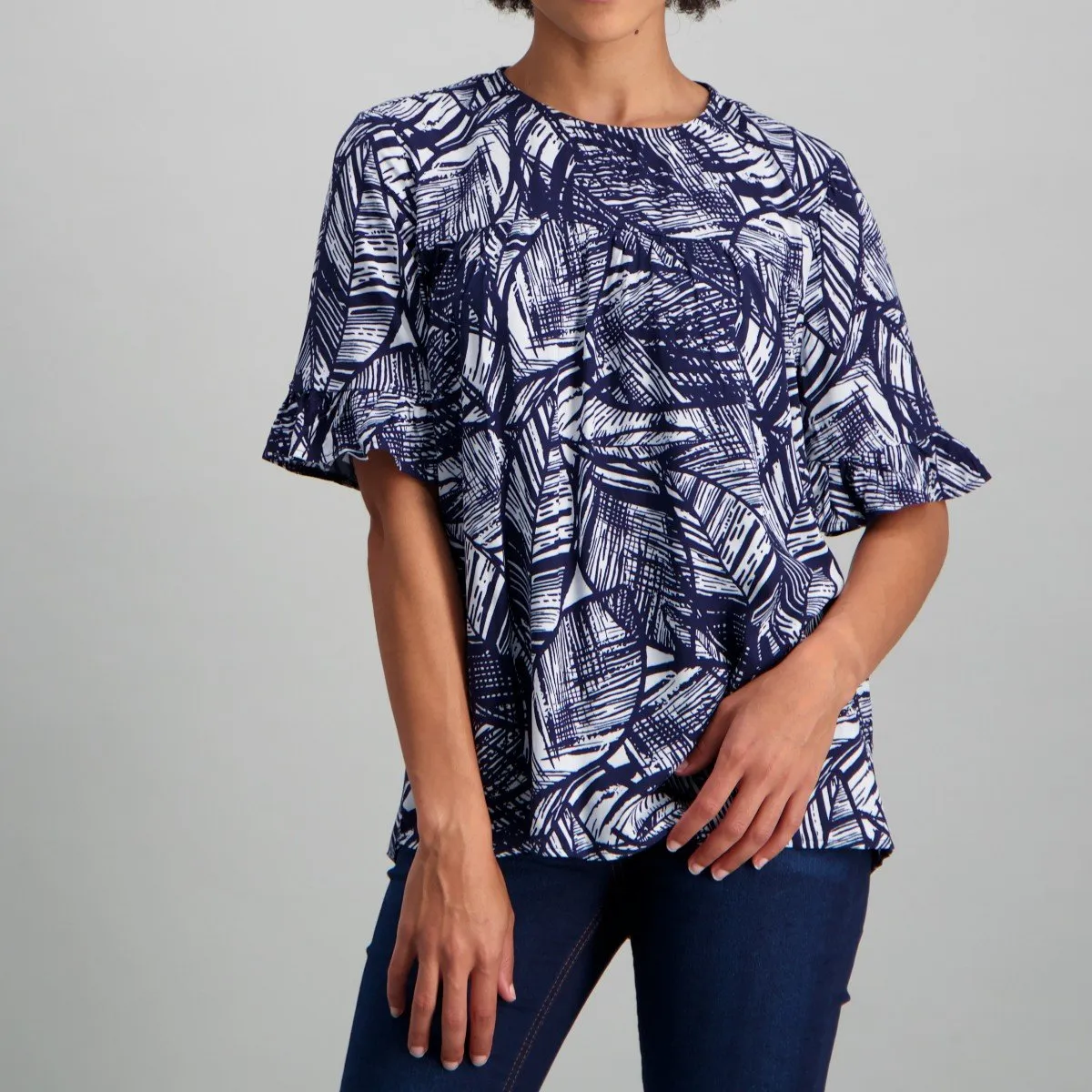 Ladies Frill Sleeve Blouse - Multi