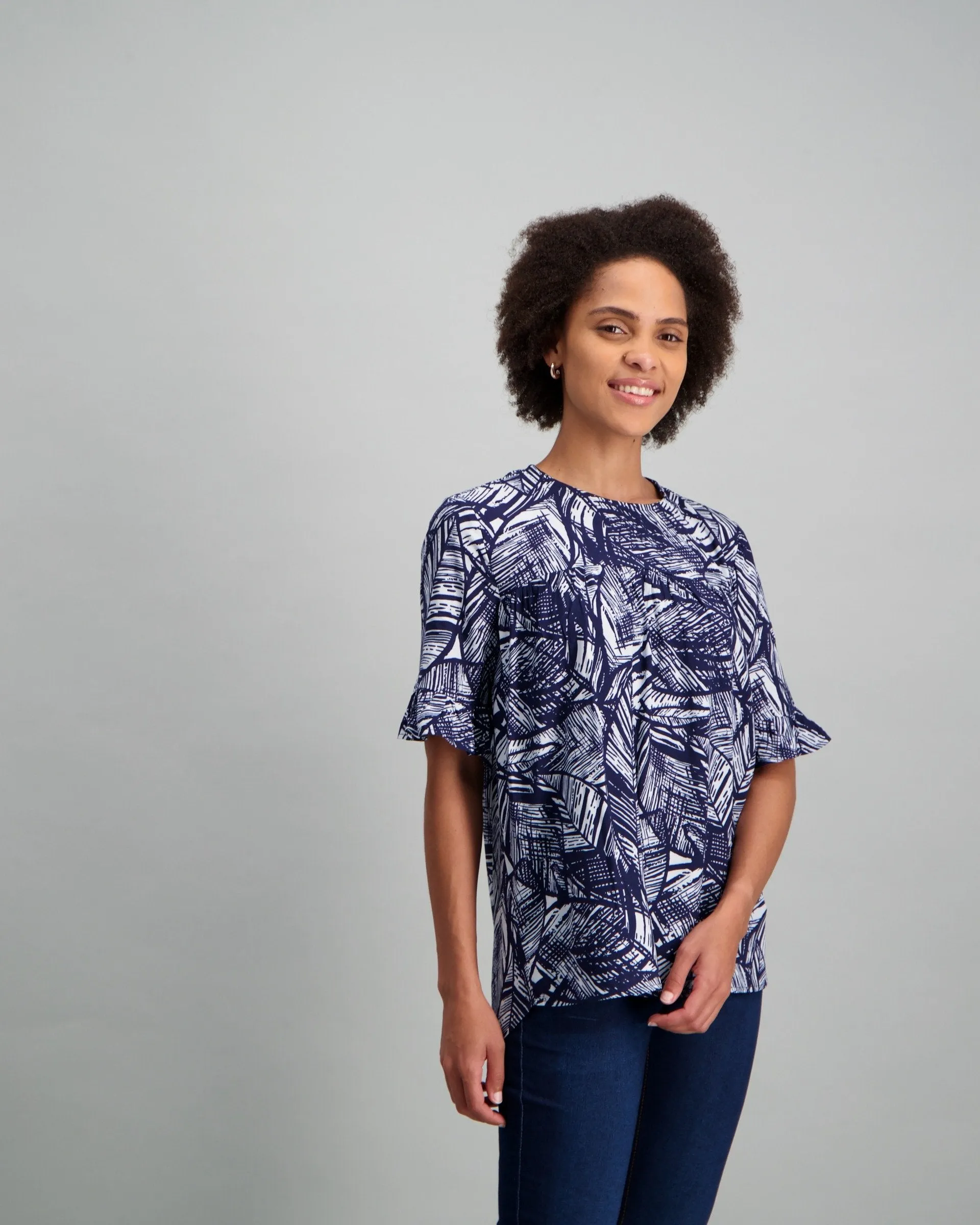 Ladies Frill Sleeve Blouse - Multi