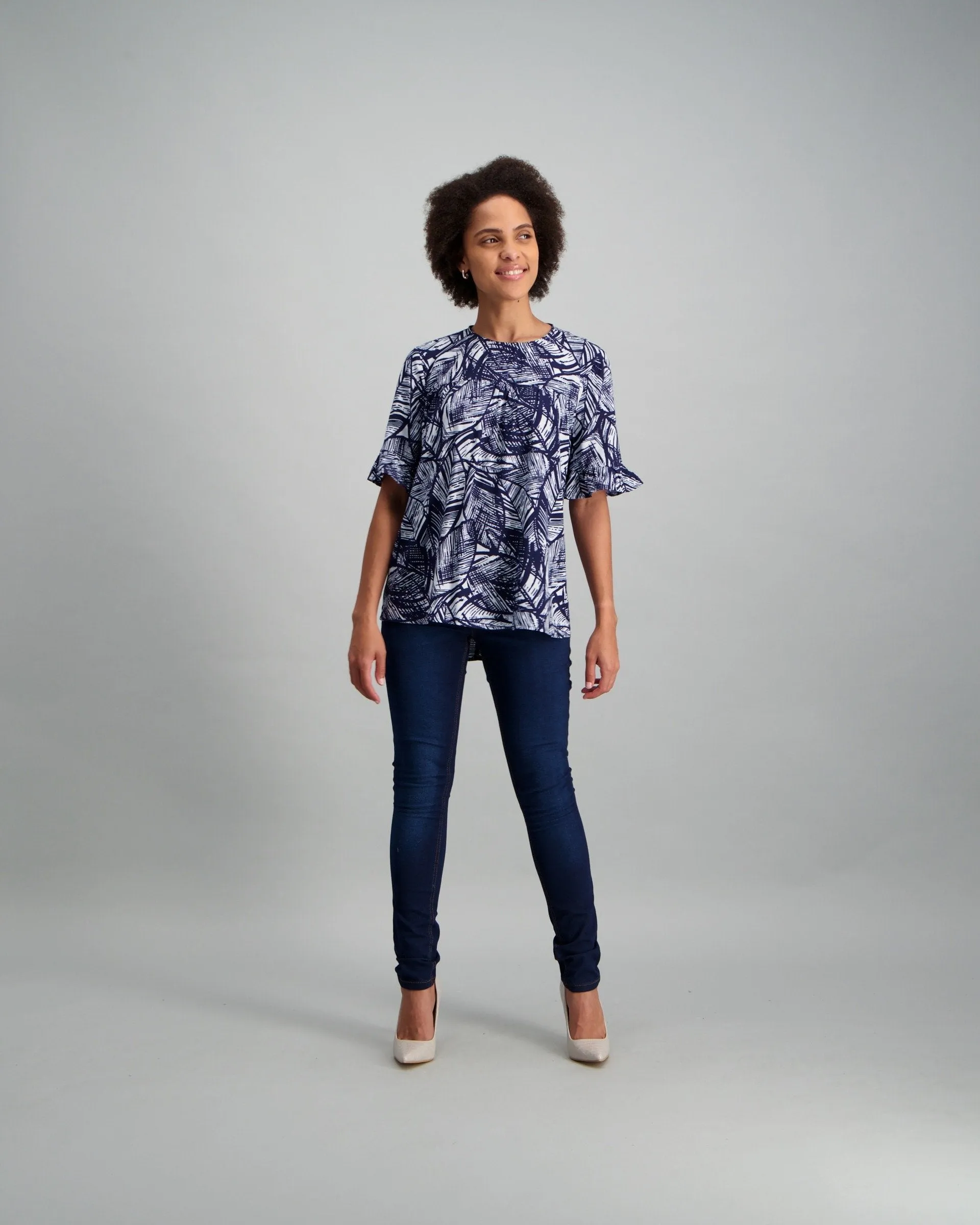 Ladies Frill Sleeve Blouse - Multi