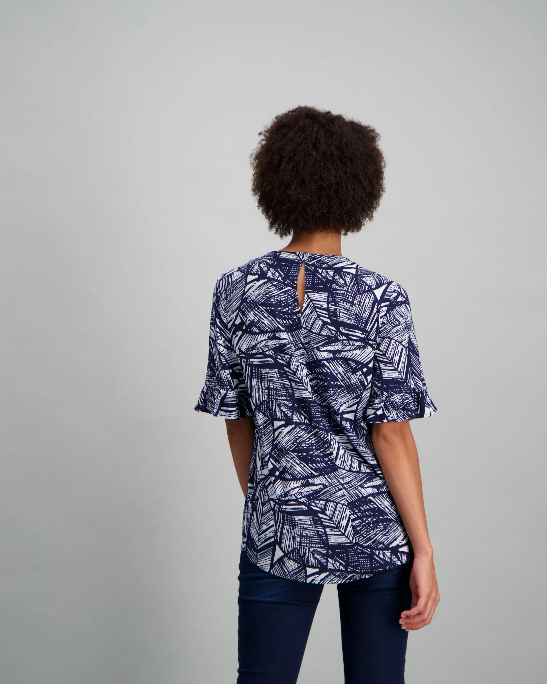 Ladies Frill Sleeve Blouse - Multi