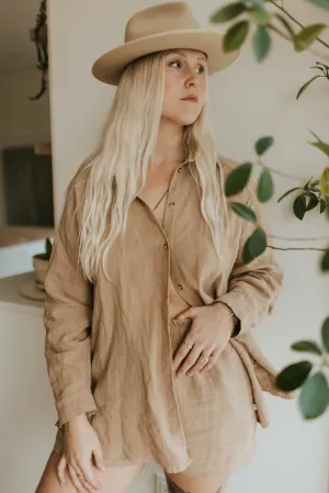 Ladies Linen Button Up Top