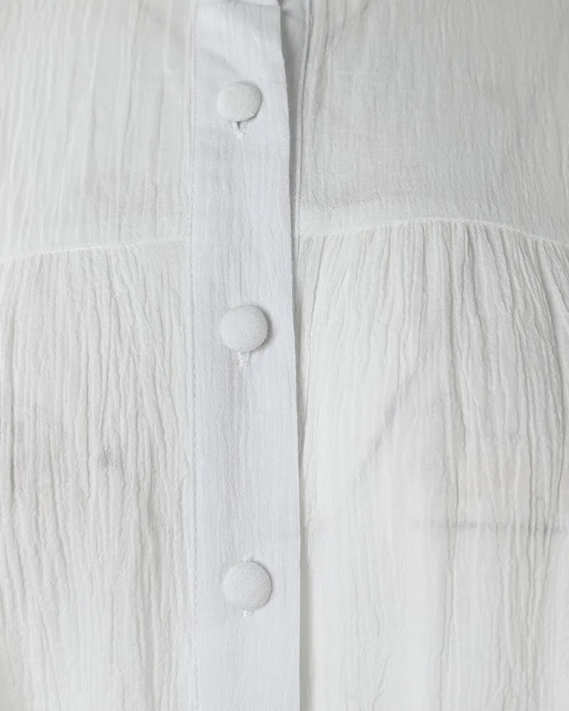 Lantern Sleeve Button Front Blouse