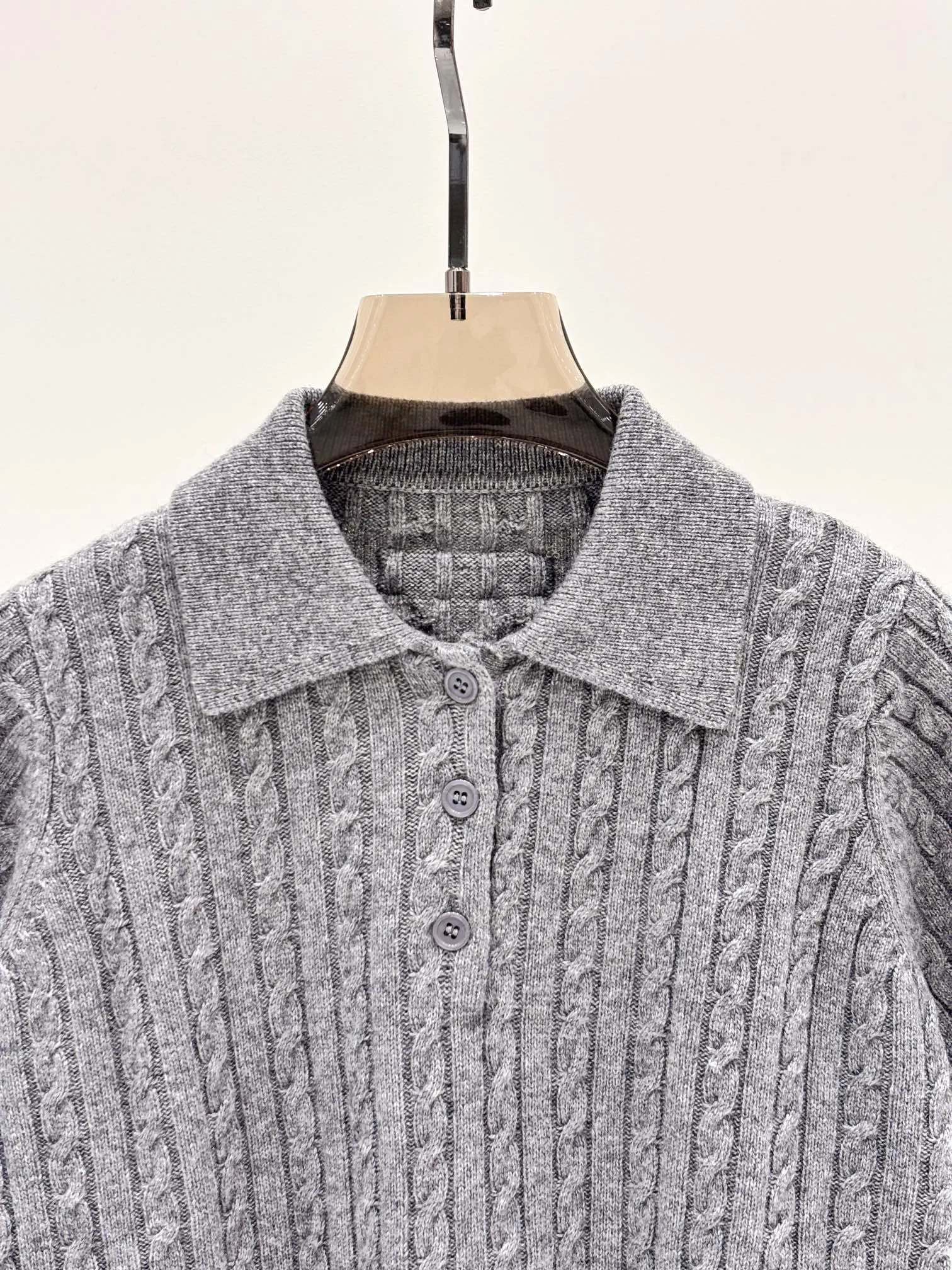 Lapel twist pattern o simple knitted short sleeves