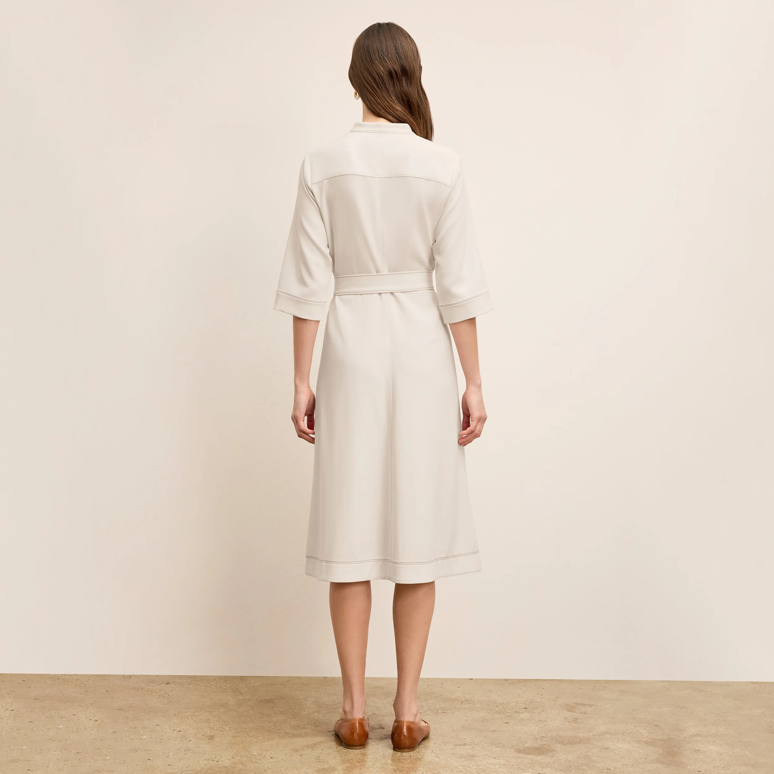 Lauleh Dress - Everyday Crepe with Topstitch :: Eggshell