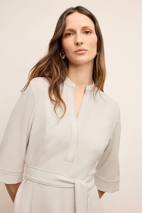 Lauleh Dress - Everyday Crepe with Topstitch :: Eggshell