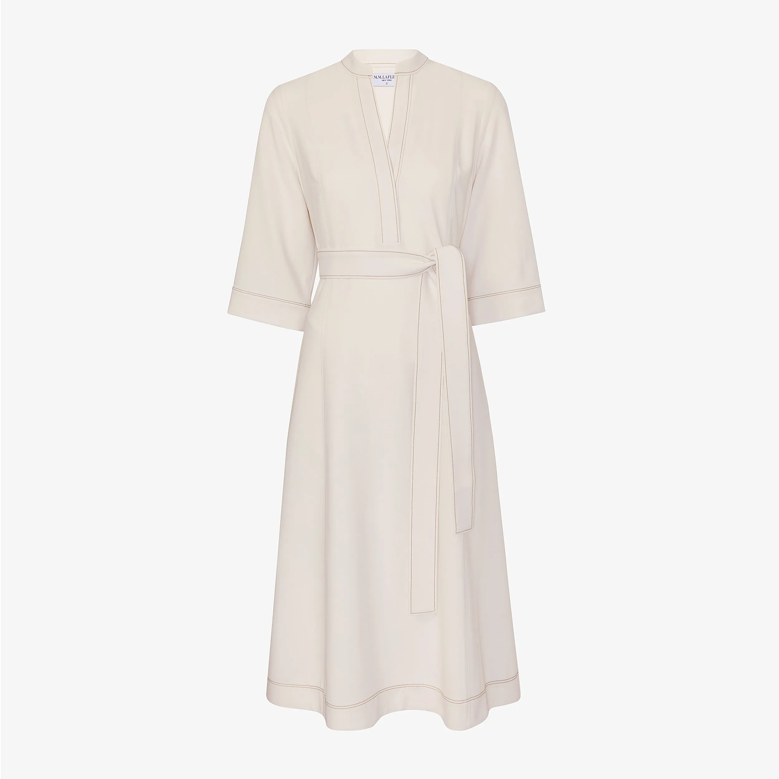Lauleh Dress - Everyday Crepe with Topstitch :: Eggshell