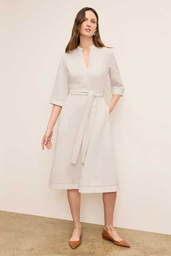 Lauleh Dress - Everyday Crepe with Topstitch :: Eggshell