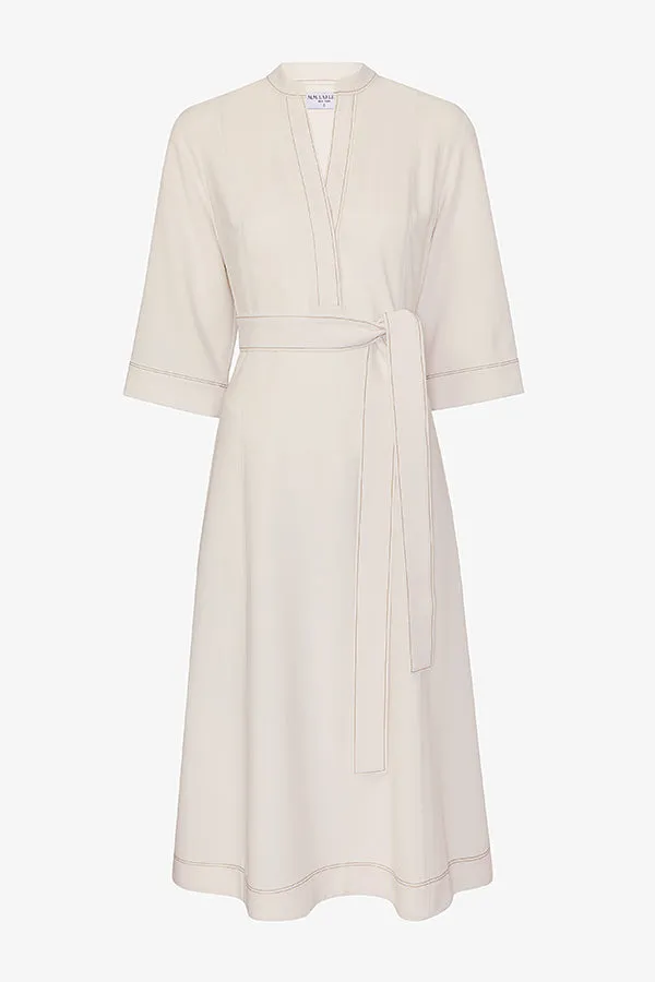 Lauleh Dress - Everyday Crepe with Topstitch :: Eggshell