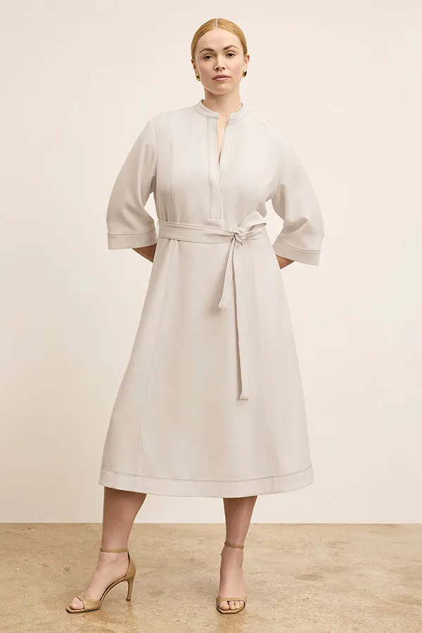Lauleh Dress - Everyday Crepe with Topstitch :: Eggshell