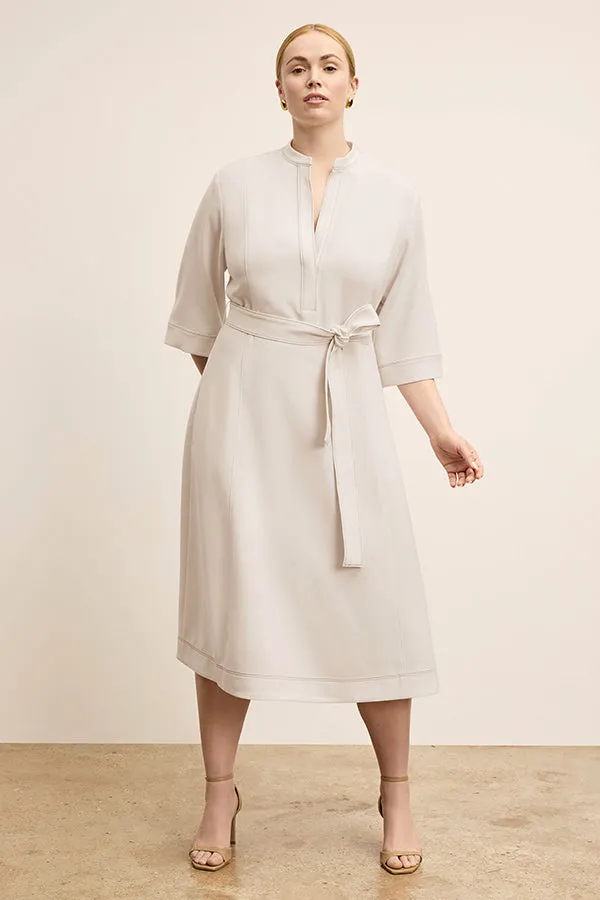Lauleh Dress - Everyday Crepe with Topstitch :: Eggshell