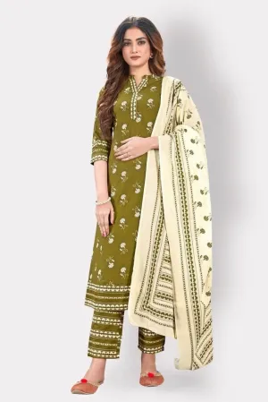Lemon Tart WLUS133 3 Piece Block Printed Linen Unstitched Set with Linen Shawl