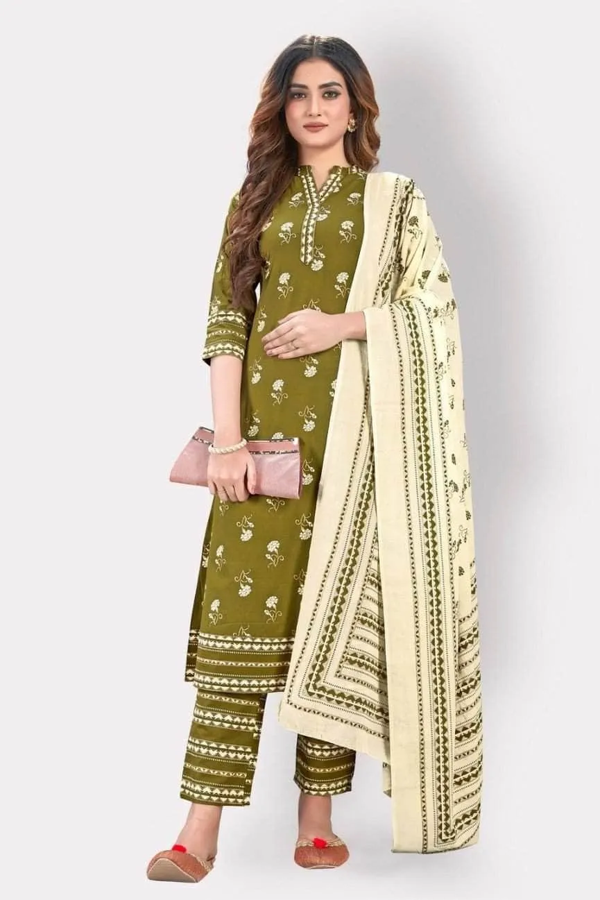 Lemon Tart WLUS133 3 Piece Block Printed Linen Unstitched Set with Linen Shawl