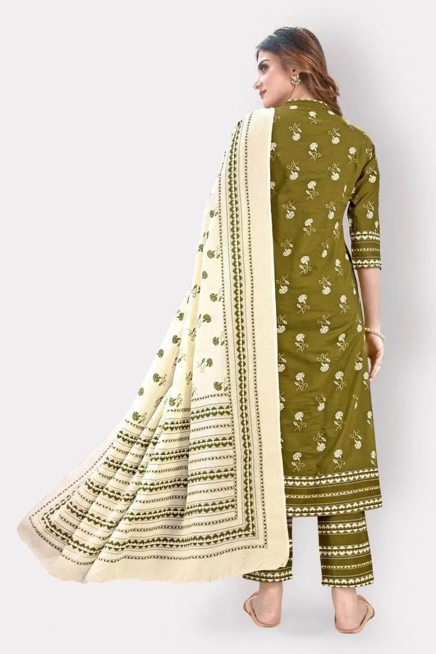 Lemon Tart WLUS133 3 Piece Block Printed Linen Unstitched Set with Linen Shawl