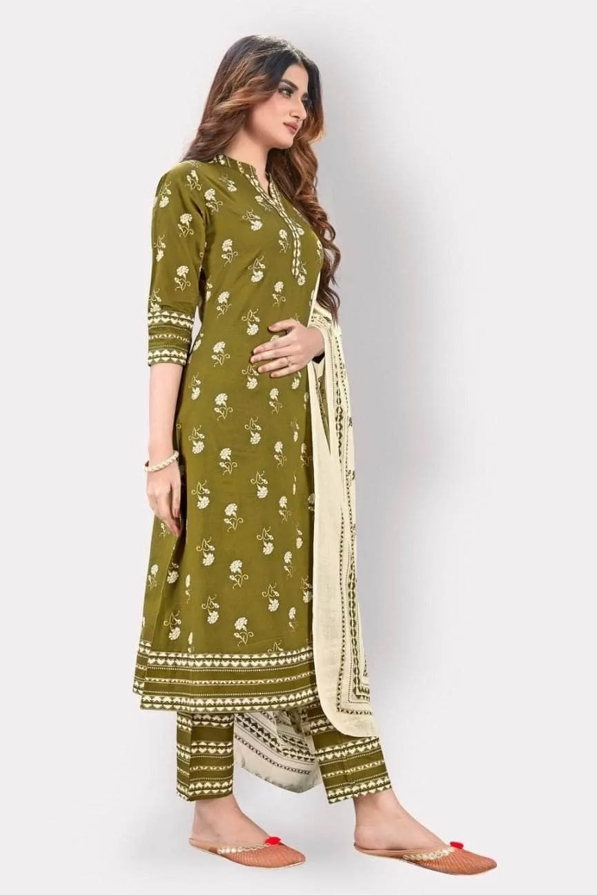 Lemon Tart WLUS133 3 Piece Block Printed Linen Unstitched Set with Linen Shawl