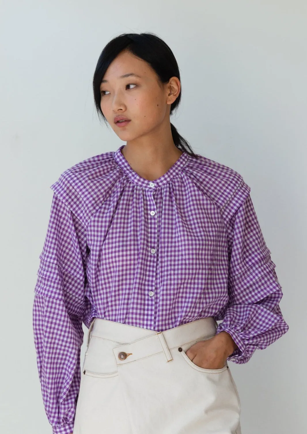 Leo Top - Violet Gingham