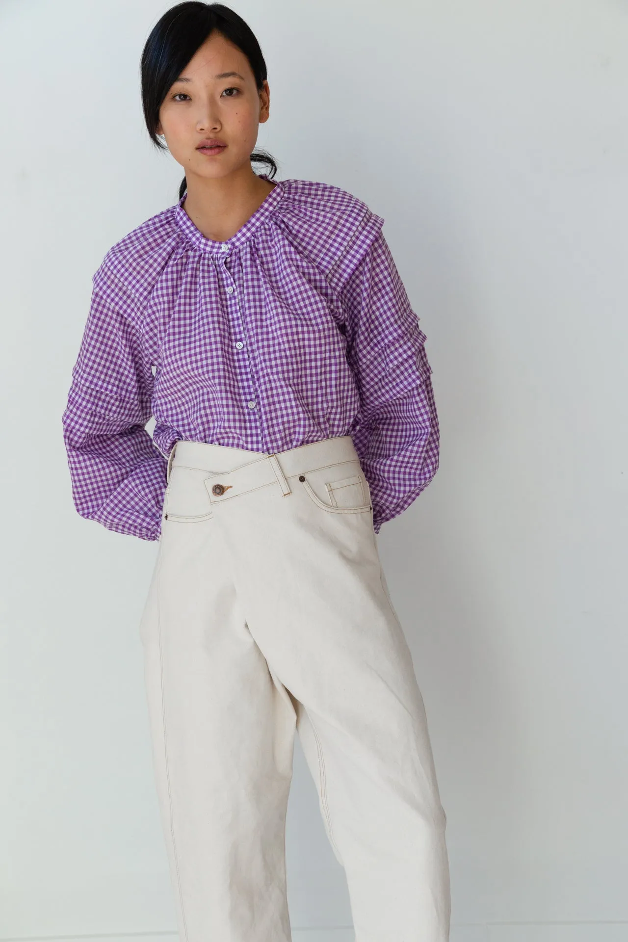 Leo Top - Violet Gingham