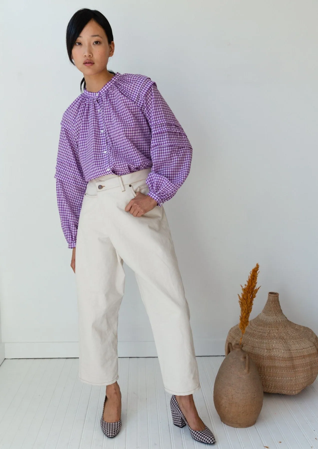 Leo Top - Violet Gingham
