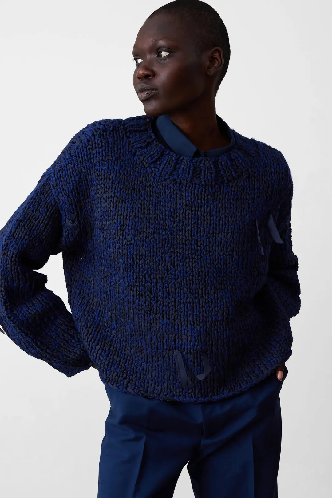 Lewiston Sweater in Indigo Boucle Cotton