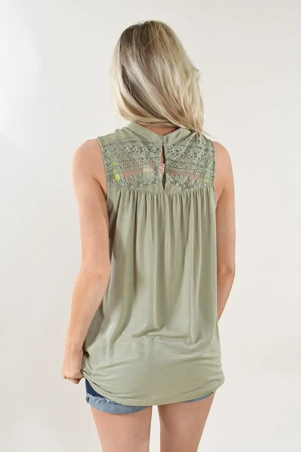 Light Green Lace Tank Top