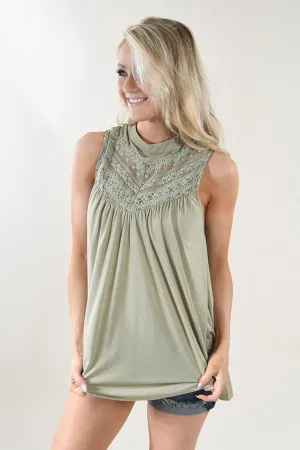 Light Green Lace Tank Top
