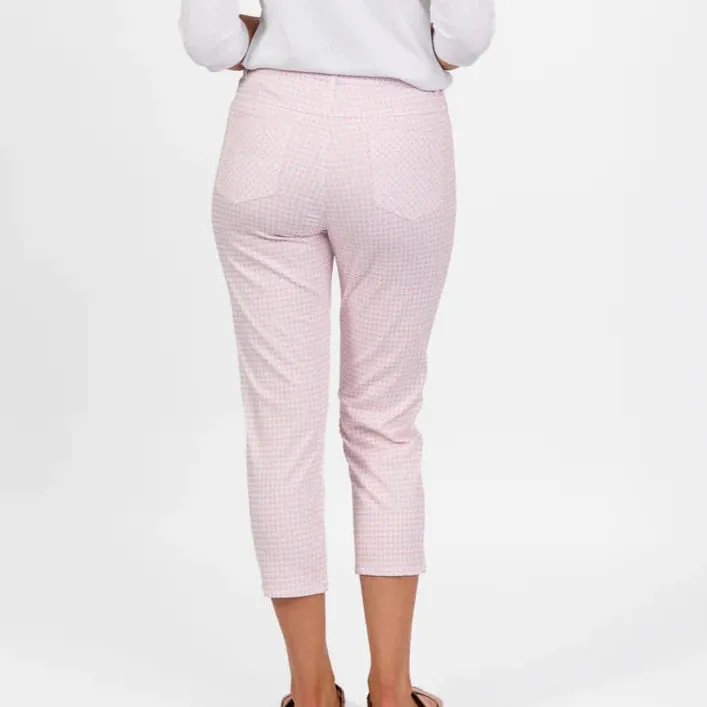 Lightweight 7/8 Pants - Pink Gingham