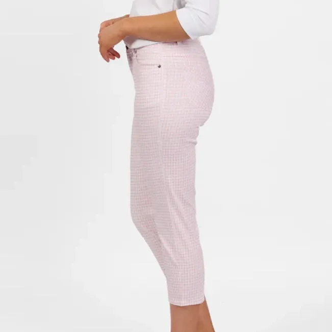 Lightweight 7/8 Pants - Pink Gingham