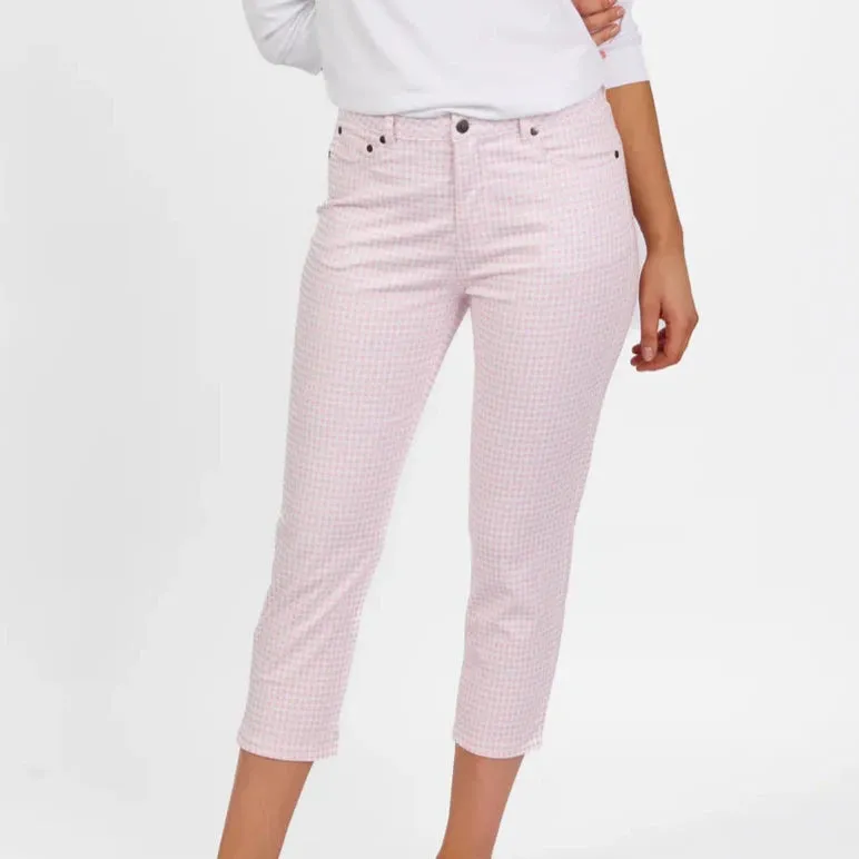 Lightweight 7/8 Pants - Pink Gingham