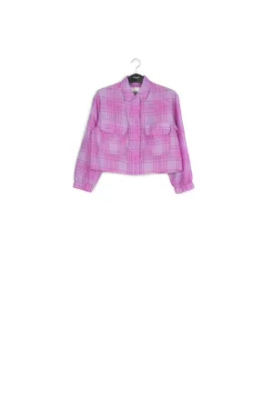 Lilac and purple checked cropped jacket